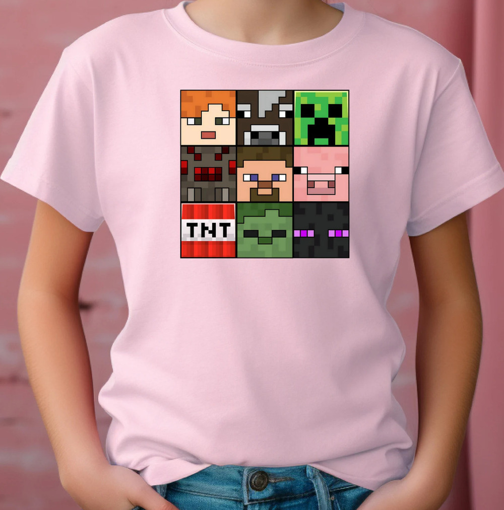 Mine Mob Heads Light  Shirt- Minecrafterer Shirt
